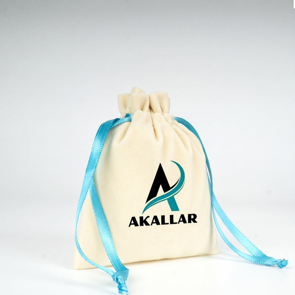 Personalized Velvet Rose Drawstring Pouch – Turquoise Ribbon – 4" × 5" (10 × 13 cm) - Pamusan.com