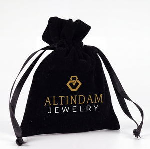 Personalized Velvet Rose Drawstring Pouch – Black – 4" × 5" (10 × 13 cm) - Pamusan.com