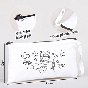 Paintable Pencil Case with The World of Helicopters Design – 8" × 4" - 6 oz - Pamusan.com
