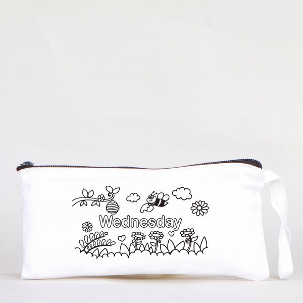 Paintable Pencil Case with Wednesday Design – 8" × 4" - 6 oz - Pamusan.com