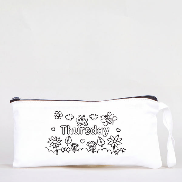 Paintable Pencil Case with Thursday Design – 8" × 4" - 6 oz - Pamusan.com