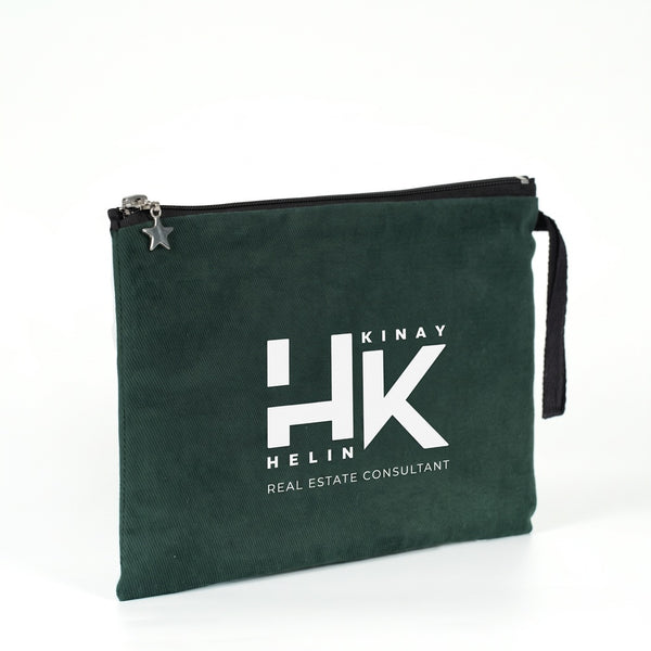 Custom Zippered Clutch Bag – Pine Green – 10" × 7" (25 × 18 cm) - Pamusan.com