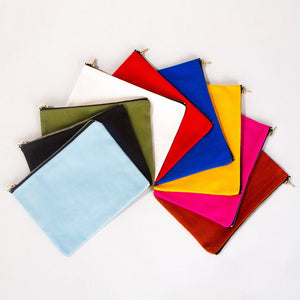 Clutch Bag White 8"x6" – Cotton Zipper Cosmetic & Makeup Pouch - Pamusan.com