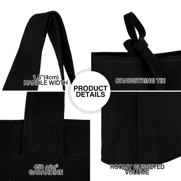 Custom Large Black Canvas Tote Bags – 18"W x 14"H x 4"L Personalized Bags With Logo - Pamusan.com