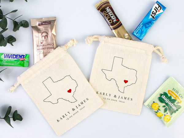 Customized Texas Wedding Welcome Bags – Personalized Tote with Your Name or Texas Map Design — custom print | Pamusan