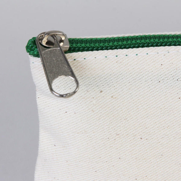 Fabric Pencil Case – 8"x4" Green Zippered Cotton Pouch (Plain) - Pamusan.com