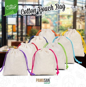Fabric Pouch 4" W x 5" H (10 cm x 13 cm) - Orange Handle (Customize) - Pamusan.com