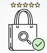 five star quality check icon for custom tote bags.