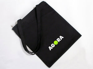 Gabardine Tote Bags With Zipper – Black 14"W x 16"H Custom Cotton Promotional Bags - Pamusan.com