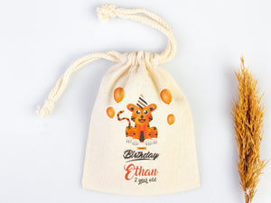 Happy Birthday Tiger Design, Custom Name Bags, Custom Party Bags for first birthday, Personalized Bags