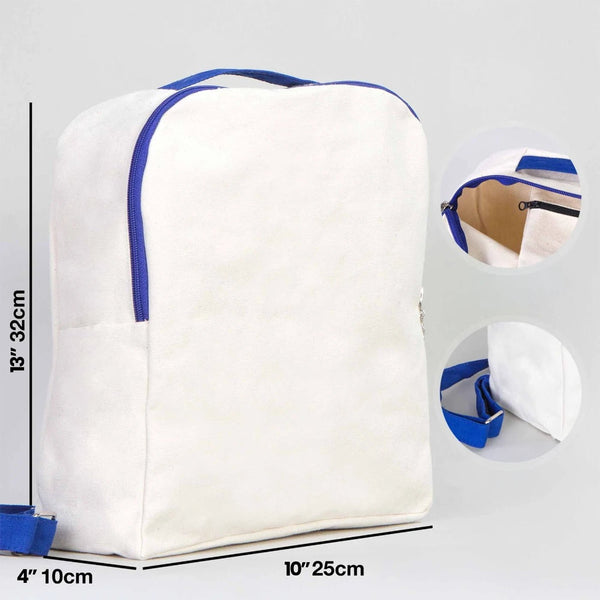 Navy Blue VIP Canvas Backpack – 10" × 13" (25 × 32 cm), 10 oz - Pamusan.com