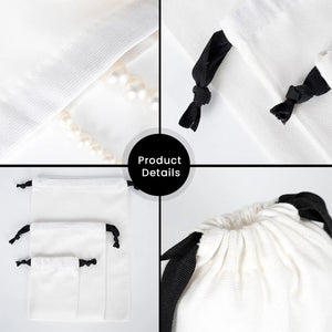 New Year Drawstring Pouch – Holiday Cotton Gift Bag with Black Strings - Pamusan.com