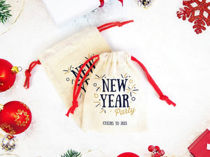 New Year Party Bags – Custom 2023 Cotton Gift Bags for Family or Company, Personalized Muslin Bags with Logo & Text | Pamusan