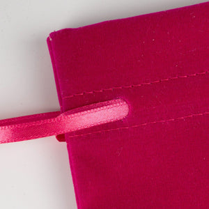 Personalized Velvet Rose Drawstring Pouch – Fuschia – 4" × 5" (10 × 13 cm) - Pamusan.com