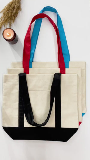 Turquoise Canvas Tote Bag 16"x14"x5" – Large Eco-Friendly Shopping Bag
