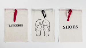 Custom Logo Printed Cotton Bags – 8"W x 12"H Bridal Gift Bags, Black Double Pouches